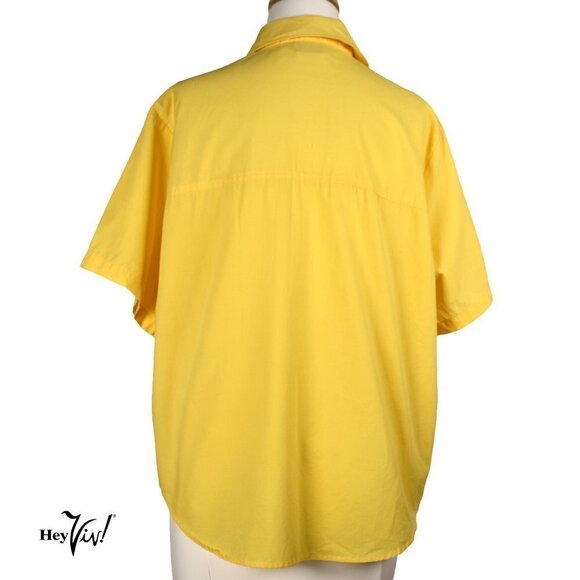 Harbour Isle Yellow Button Up Blouse - Double Breast Pocket - Sz XL - Picture 4 of 6